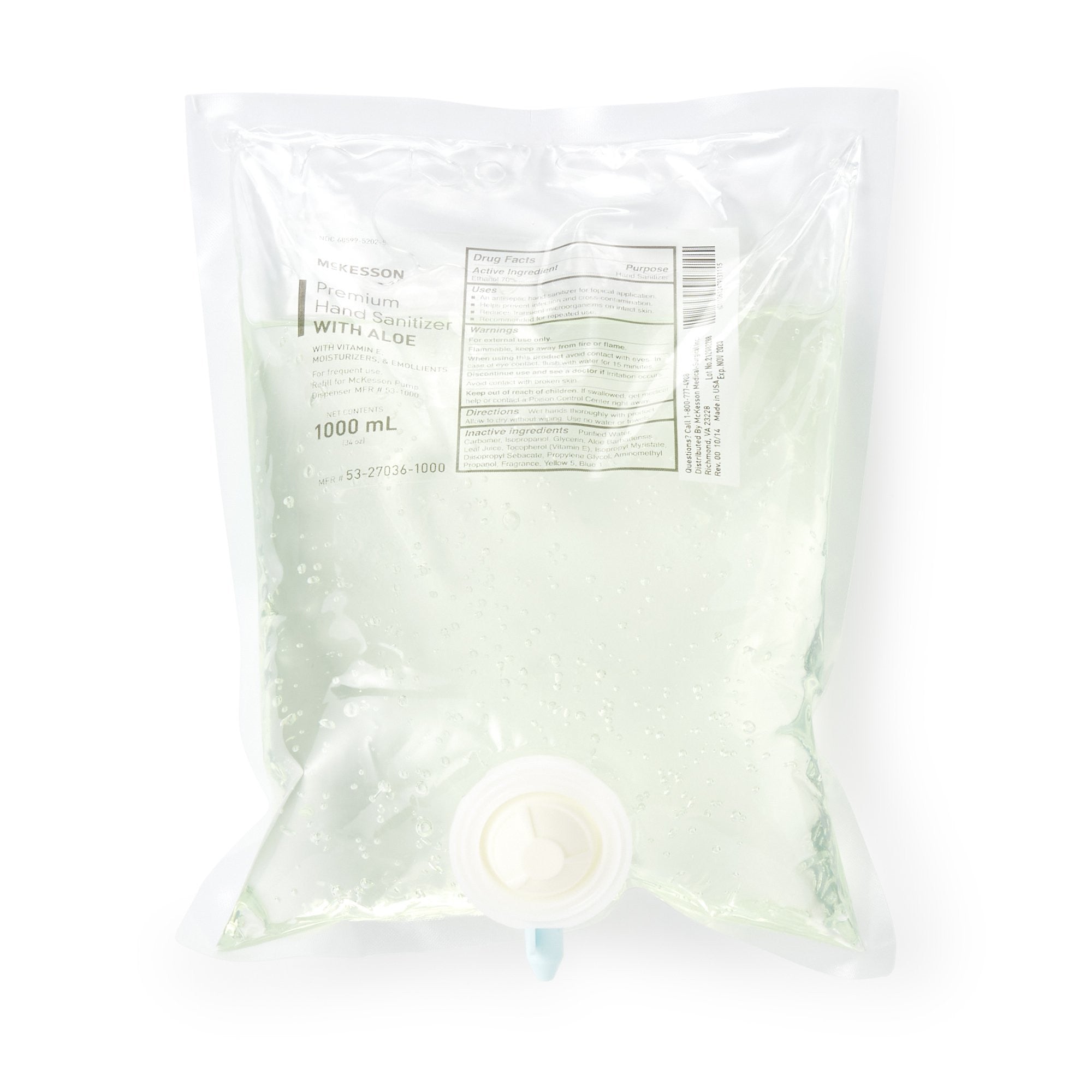 468267 - McKesson - McKesson Hand Sanitizer Gel, Ethyl Alcohol 70%, Spring Water Scent, 1,000 mL, Pack of 1, (EA)