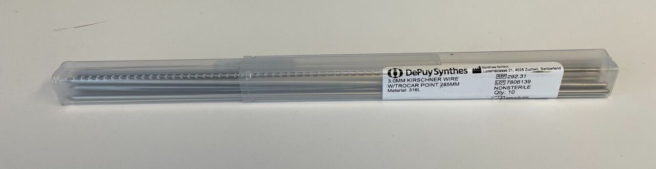 292.31 - SYNTHES - 3.0mm kirschner wire w/trocar point 285mm, (box/10) - ( Expiry Date: N/A )