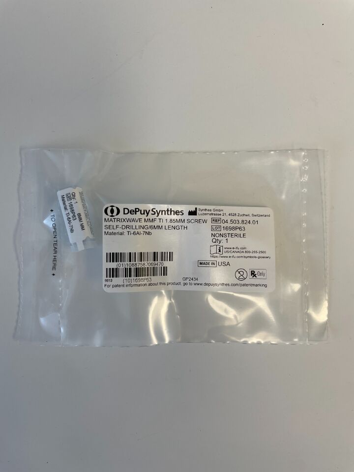 04.503.824.01 - SYNTHES - matrixwave matrixwave mmf ti 1.85mm screw self-drilling/6mm length, (each) - ( Expiry Date: N/A )