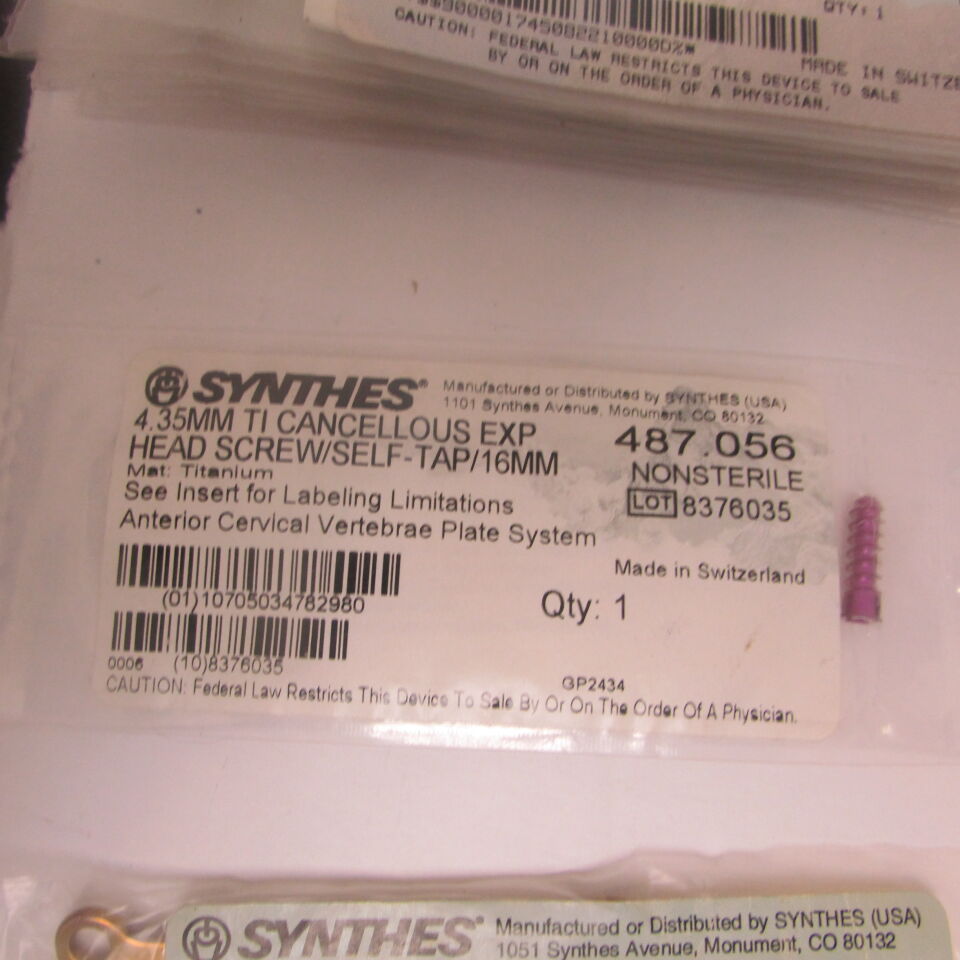 487.056 - SYNTHES - 4.35mm ti cancellous exp head screw self tap 16mm, () - ( Expiry Date: EACH )