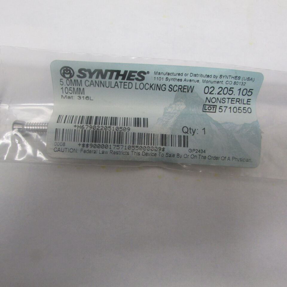 02.205.105 - SYNTHES - 5.0mm cannulated locking screw 105mm, () - ( Expiry Date: EACH )