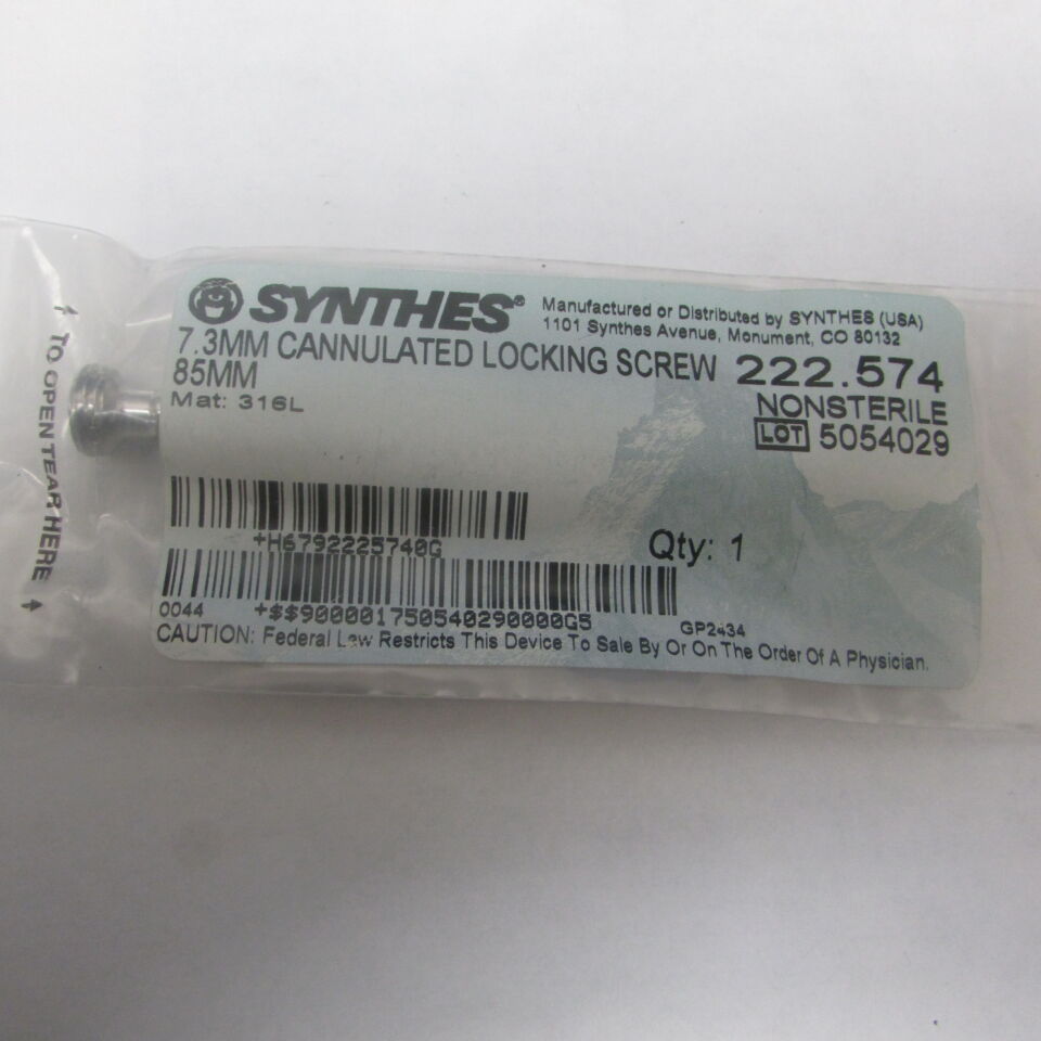 222.574 - SYNTHES - 7.3mm cannulated locking screw 85mm, () - ( Expiry Date: EACH )