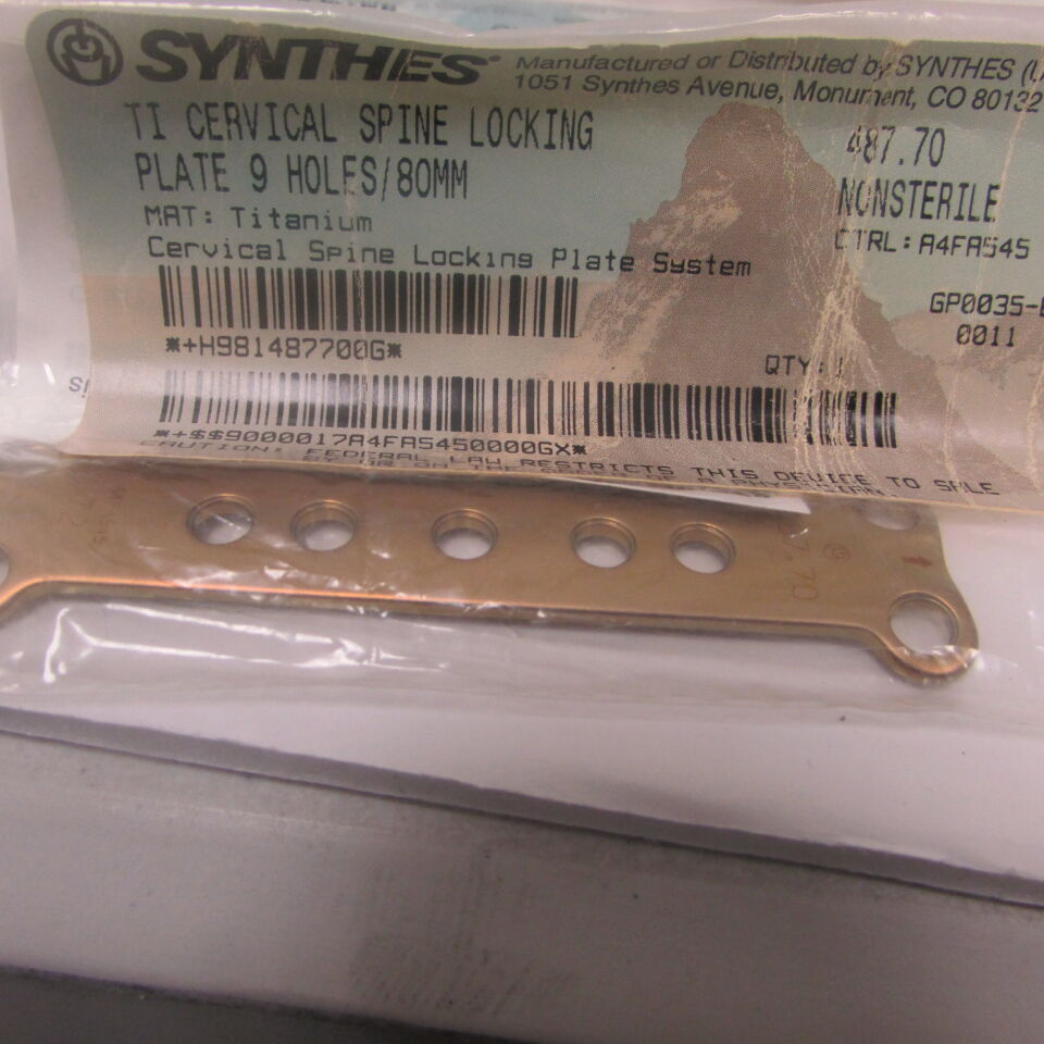 487.7 - SYNTHES - ti cervical spine locking plate 9 holes/80mm, () - ( Expiry Date: EACH )