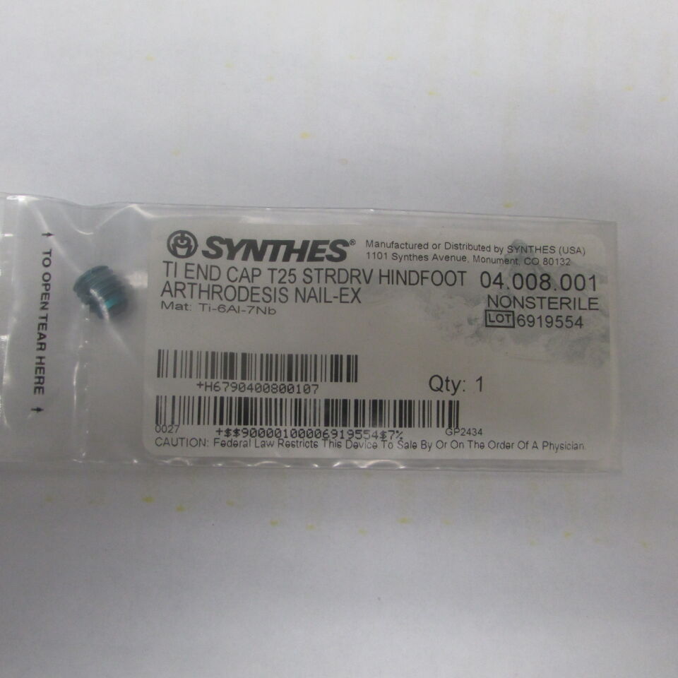 04.008.001 - SYNTHES - ti end cap t25 strdrv hindfoot arthrodesis nail-ex, () - ( Expiry Date: EACH )