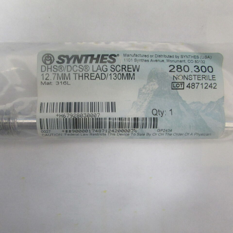 280.3 - SYNTHES - dhs/dcs lag screw 12.7mm thread/130mm, () - ( Expiry Date: EACH )