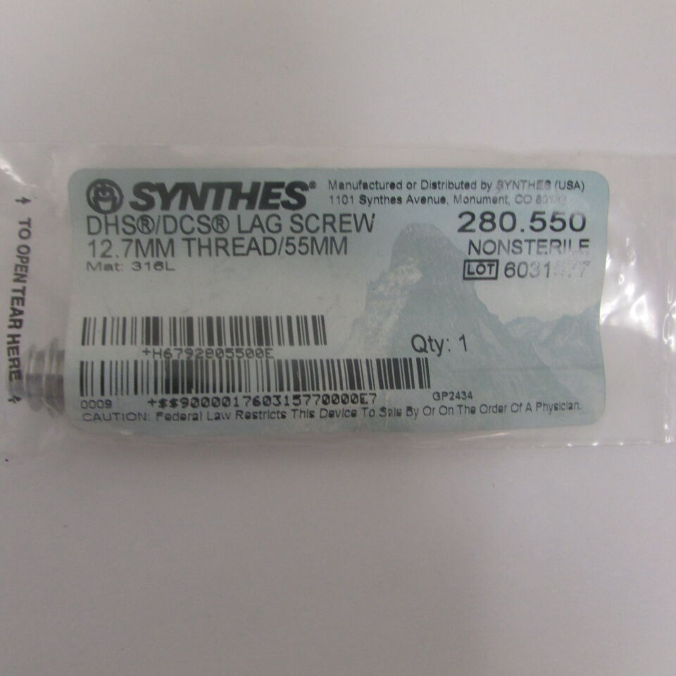 280.55 - SYNTHES - dhs/dcs lag screw 12.7mm thread/55mm, () - ( Expiry Date: EACH )