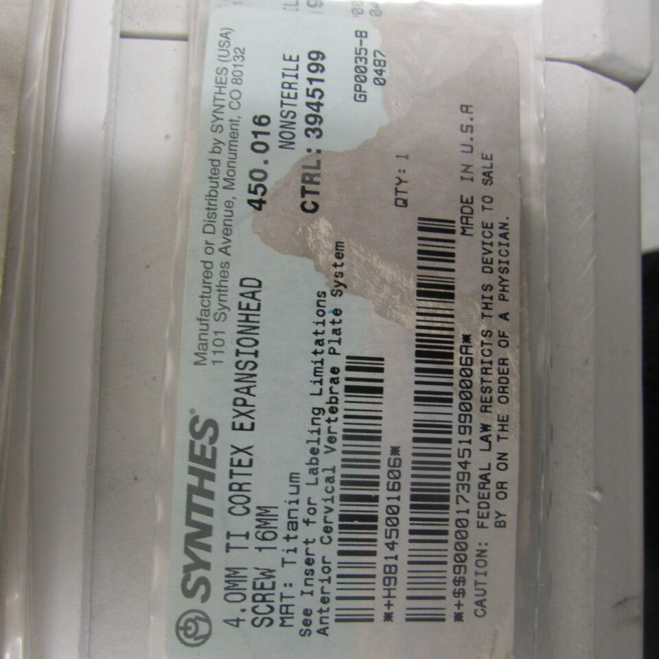 450.016 - SYNTHES - 4.0mm ti cervical spine expansion head screw, 16mm, () - ( Expiry Date: EACH )