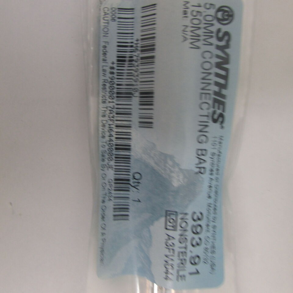 393.91 - SYNTHES - 5.0mm connectibg bar 150mm, () - ( Expiry Date: EACH )