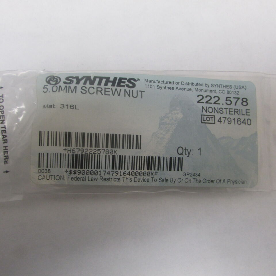 222.578 - SYNTHES - 5.0MM SCREW NUT, () - ( Expiry Date: EACH )