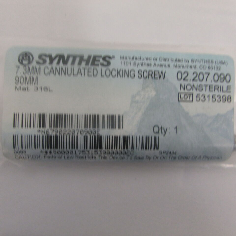 02.207.090 - SYNTHES - 7.3mm cannulated locking screw 90mm, () - ( Expiry Date: EACH )