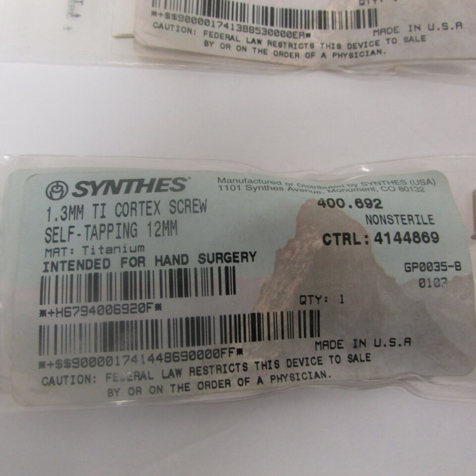 400.692 - SYNTHES - 1.3mm ti cortex screw self-tapping 12mm (intended for hand surgery), () - ( Expiry Date: EACH )