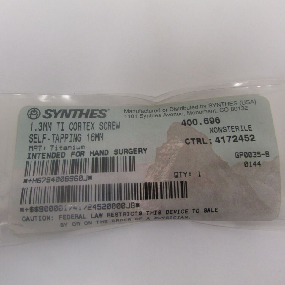 400.696 - SYNTHES - 1.3mm ti cortex screw self-tapping 16mm (intended for hand surgery), () - ( Expiry Date: EACH )