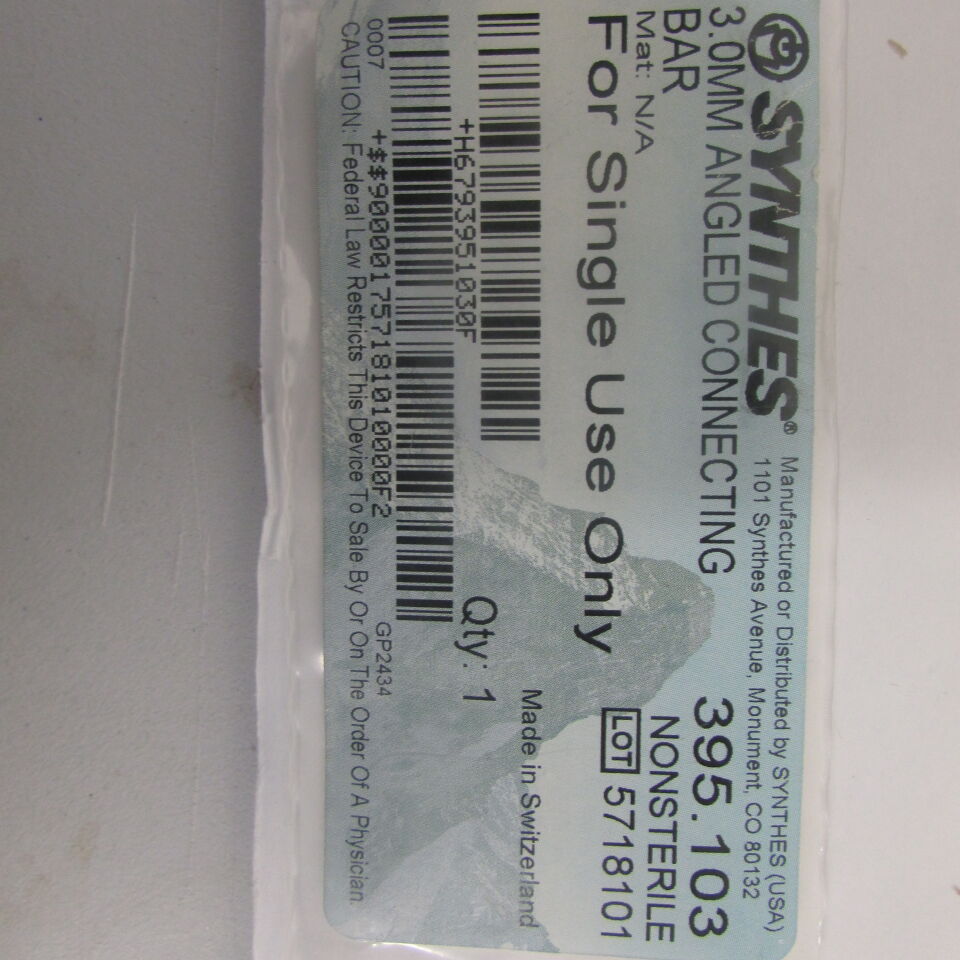 395.103 - SYNTHES - 3.0mm angled connecting bar, () - ( Expiry Date: EACH )