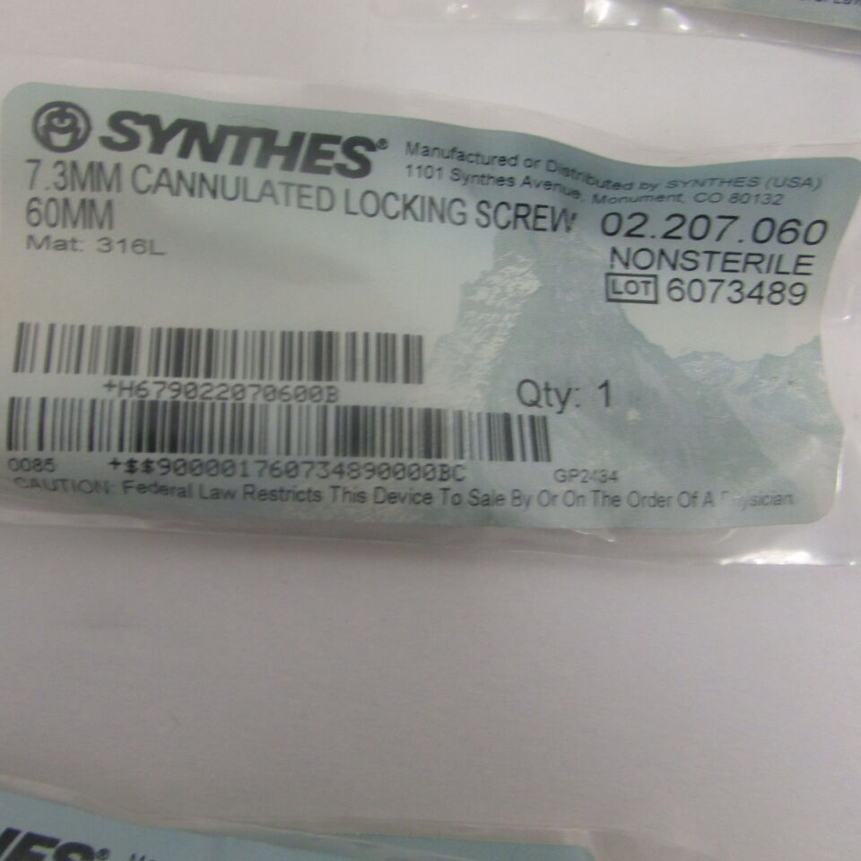 02.207.060 - SYNTHES - 7.3mm cannulated locking screw 60mm, () - ( Expiry Date: EACH )