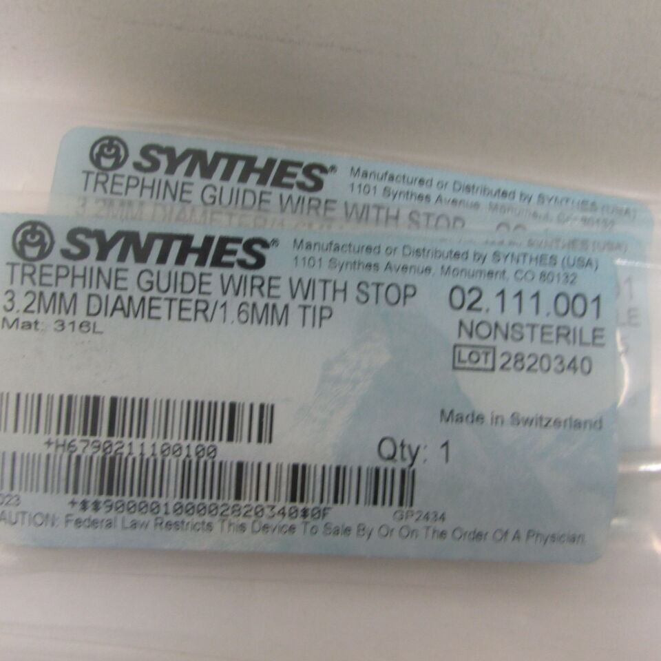 02.111.001 - SYNTHES - trephine guide wire with stop 3.2mm diameter/1.6mm tip, () - ( Expiry Date: EACH )