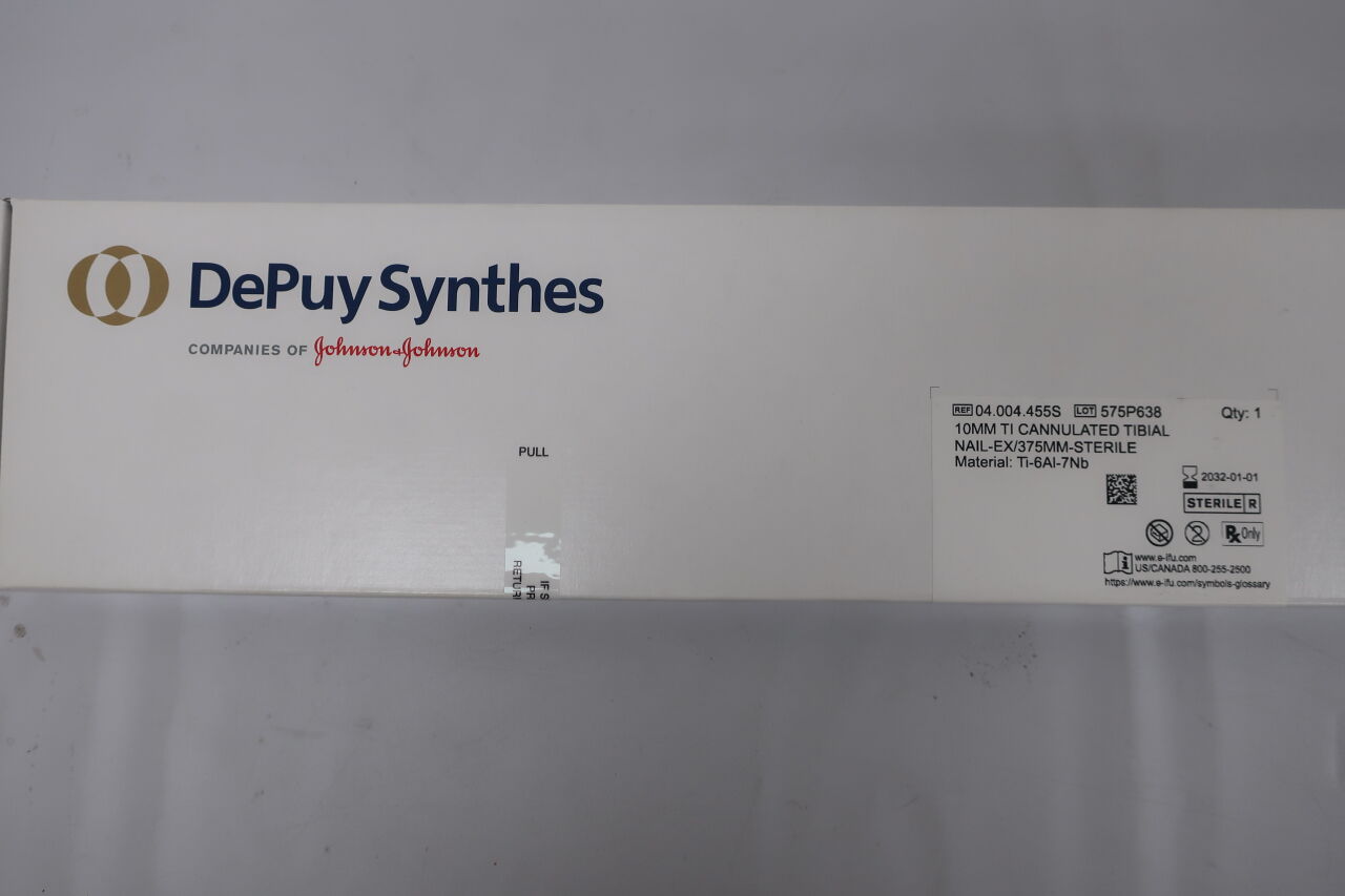 04.004.455S - SYNTHES - EXPert Nail 10MM TI CANNULATED TIBIAL NAIL-EX/375MM-STERILE, (box/1) - ( Expiry Date: 2032-01-01 )