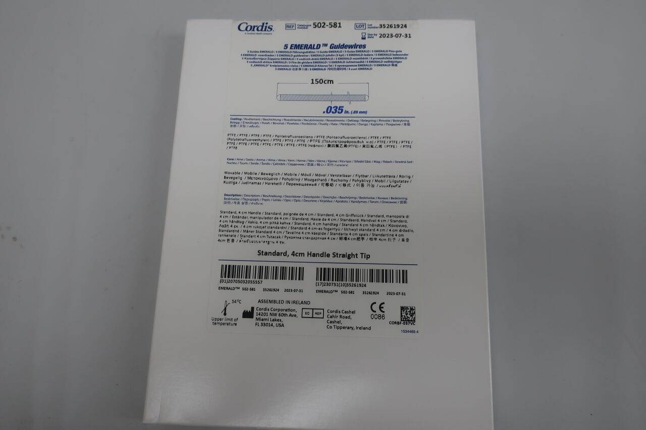 502-581 - CORDIS - standard, 4cm handle straight tip, (BX/5) - ( Expiry Date: 2023-07-03 )