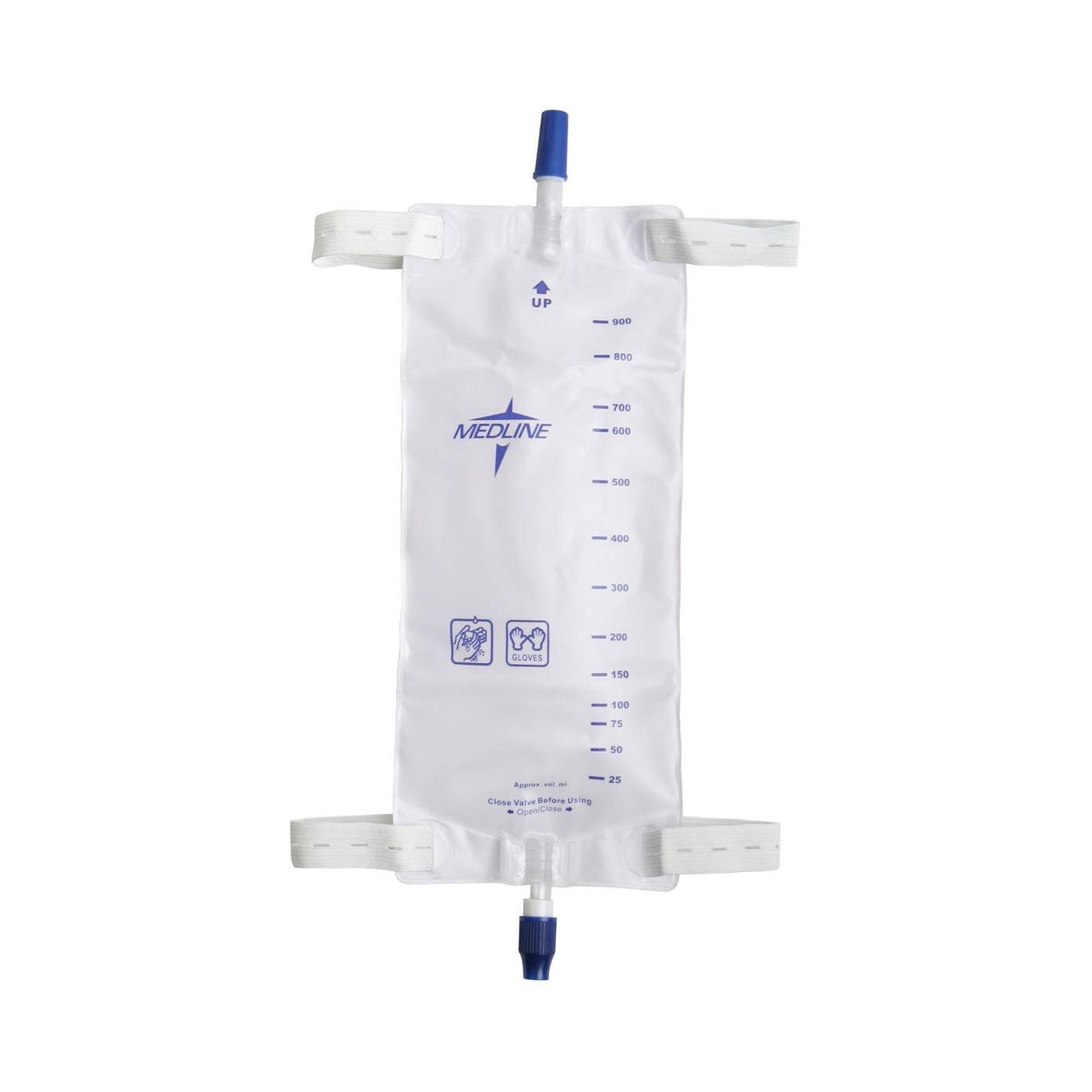 476196 - Medline - Urinary Leg Bag Medline Anti-Reflux Valve Sterile Fluid Path 950 mL Vinyl DYND12578 Pack of 1, (EA)