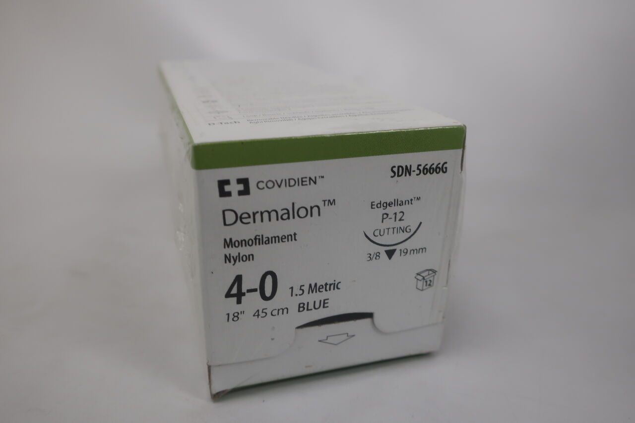 SDN-5666G - COVIDIEN - Dermalon 單絲尼龍 4-0 18" 45cm 1.5 公制 藍色,(12 支/盒)-(有效期至:2027-05-31)