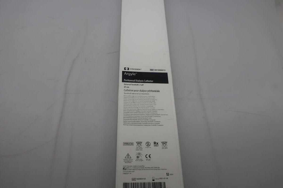 8810888012 - COVIDIEN - Argyle Tenckhoff Peritoneal Catheter, 2 Cuffs, 47 cm Size, (BX/1)
