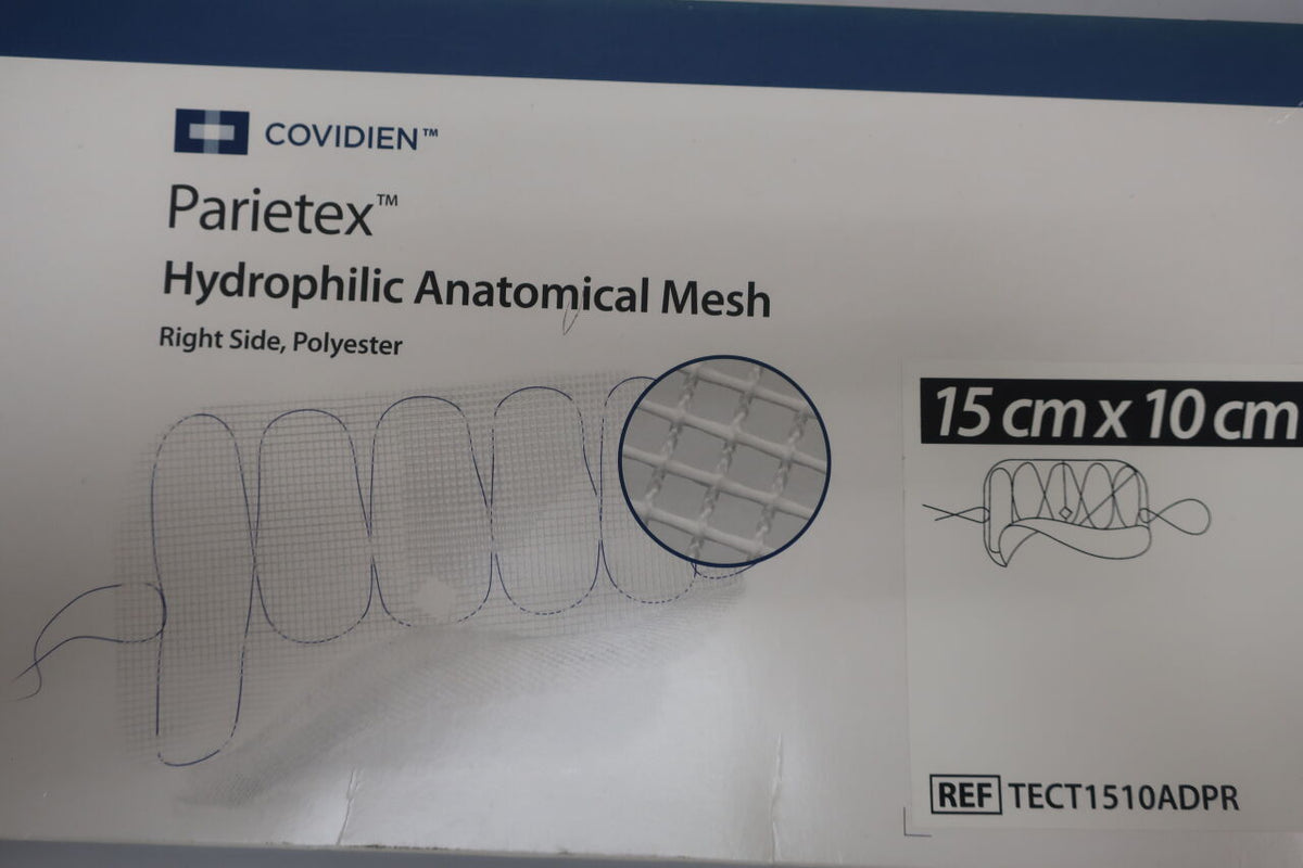 TECT1510ADPR - COVIDIEN - Parietex Right Side Polyester Anatomical Hydrophilic Mesh With Flap, 15 x 10 cm, (BOX/1)