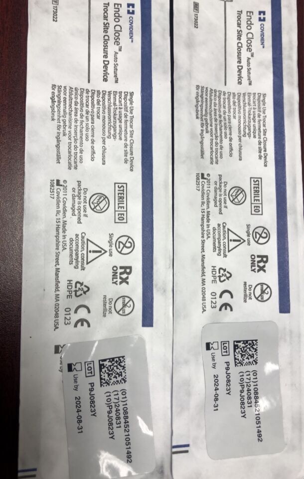 173022 - COVIDIEN - Endo Close Trocar Site Closure Device Uses Suture Size 2-0 or 0, () - ( Expiry Date: )