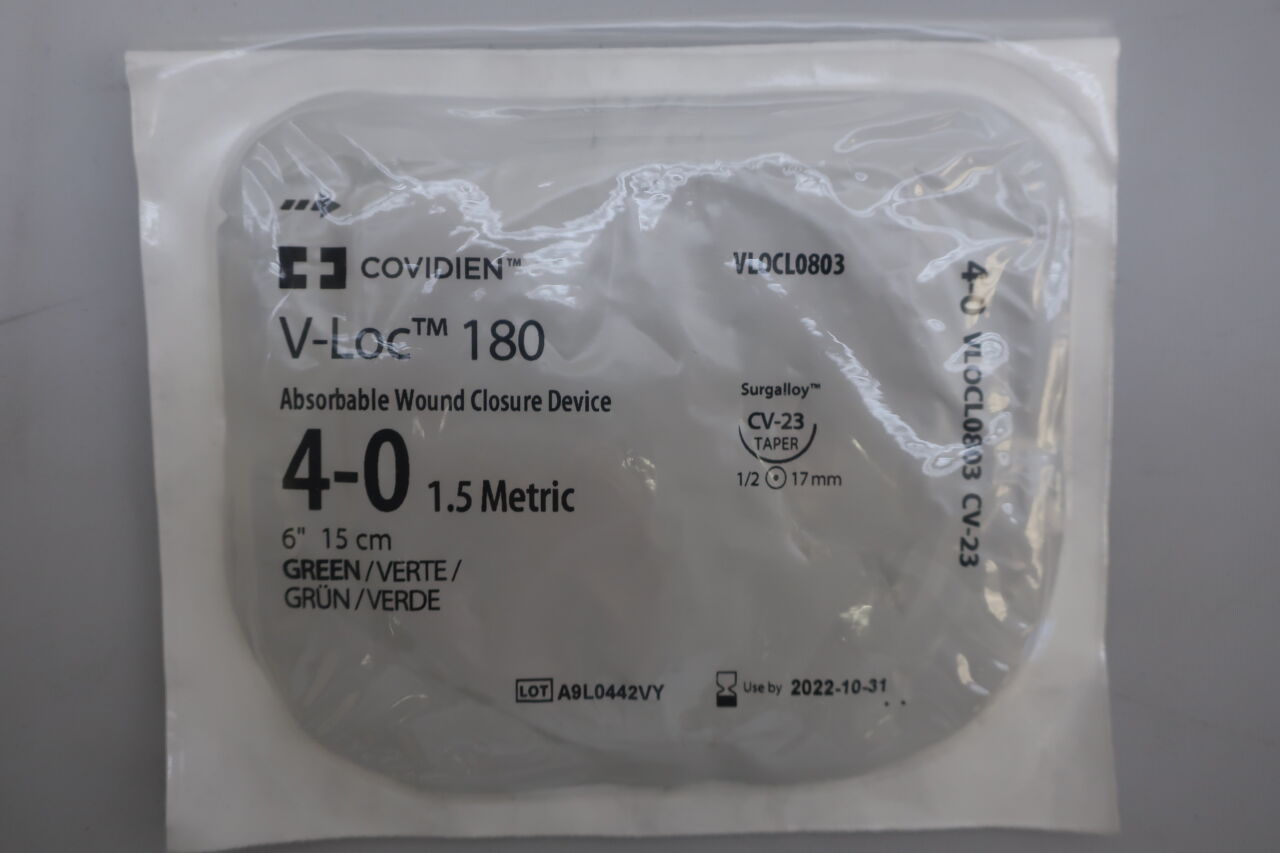 VLOCL0803 - COVIDIEN - V-Loc 180 Absorbable Wound Closure Device, Size 4, 6 in. Length, () - ( Expiry Date: )