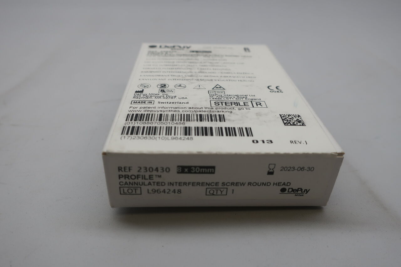 230430 - DEPUY - PROFILE CANNULATED INTERFERENCE SCREW ROUND HEAD 8 x 30mm
, () - ( Expiry Date: 2023-06-30 )