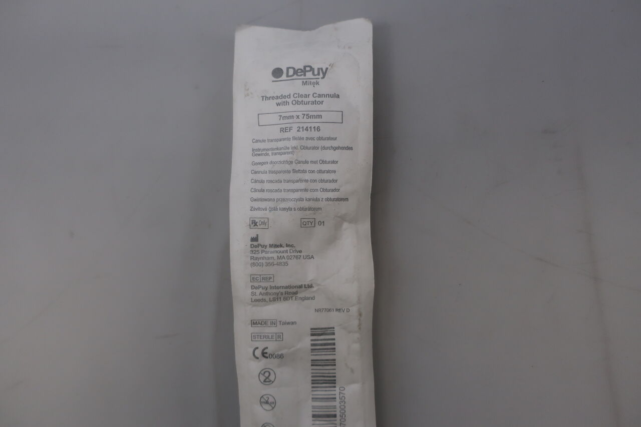 214116 - DEPUY - Threaded Clear Cannula System with Obturator, 7 dia. x 75 mm Length
, () - ( Expiry Date: )