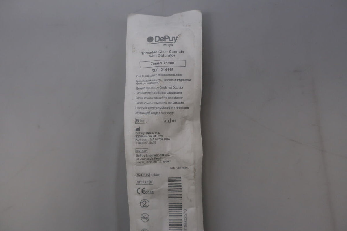214116 - DEPUY - Threaded Clear Cannula System with Obturator, 7 dia. x 75 mm Length, ()