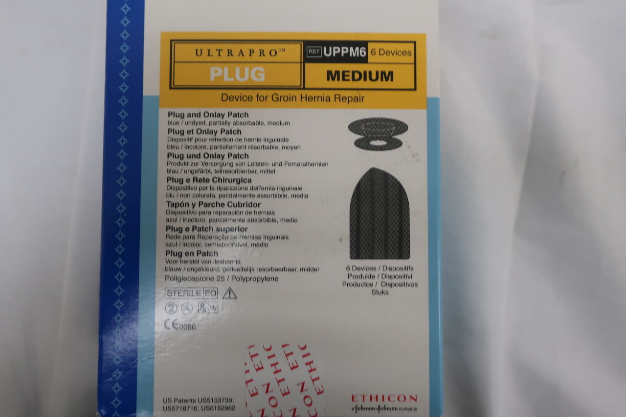 UPPM6 - ETHICON - Ultrapro Plug Hernia System, Medium, 4 cm Anchor, (BX/6) - ( Expiry Date: 2020-05-31 )