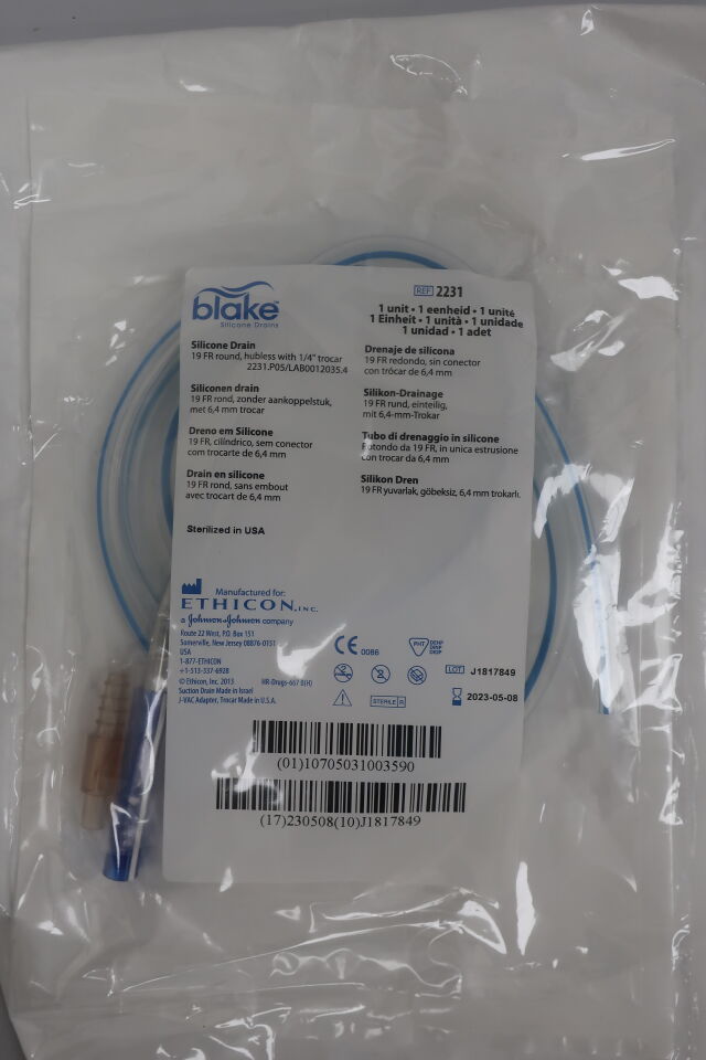 2231 - ETHICON - Blake Round Hubless Silicone Drains, 19 Fr Size, () - ( Expiry Date: )