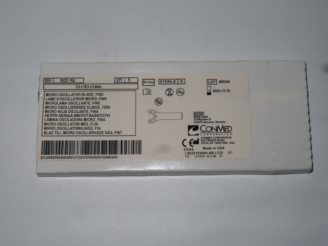5023-162 - CONMED - Micro Oscillator Blade, Fine , 5.5 x 18.5 x 0.4mm
, () - ( Expiry Date: 2023-10-25 )