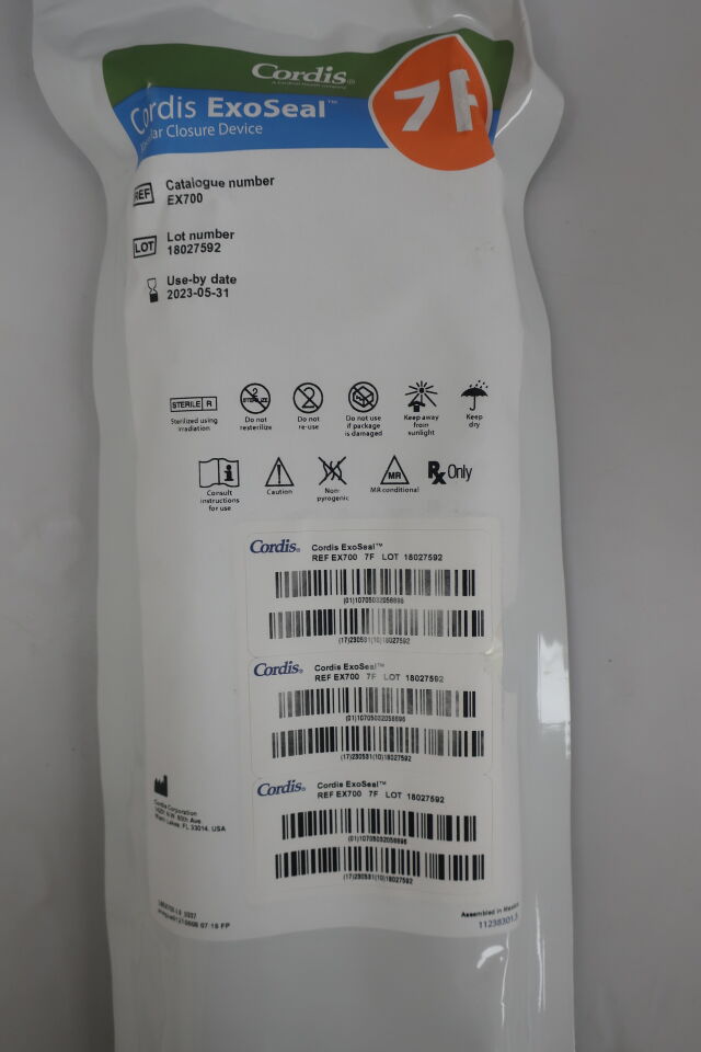 EX700 - CORDIS - femoral artery closure plug/patch, synthetic polymer -, (EA) - ( Expiry Date: 2023-05-31 )