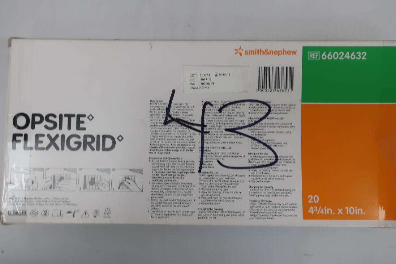 66024632 - SMITH & NEPHEW - opsite flexgrid 4 3/4 *10 in, (BX) - ( Expiry Date: 2022-12-1 )