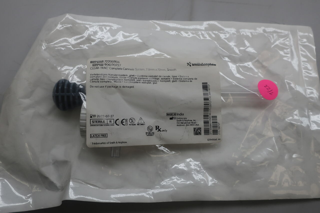 72200906 - SMITH & NEPHEW - Clear-Trac Polycarbonate Complete Cannula System, 7 x 72 mm, () - ( Expiry Date: )