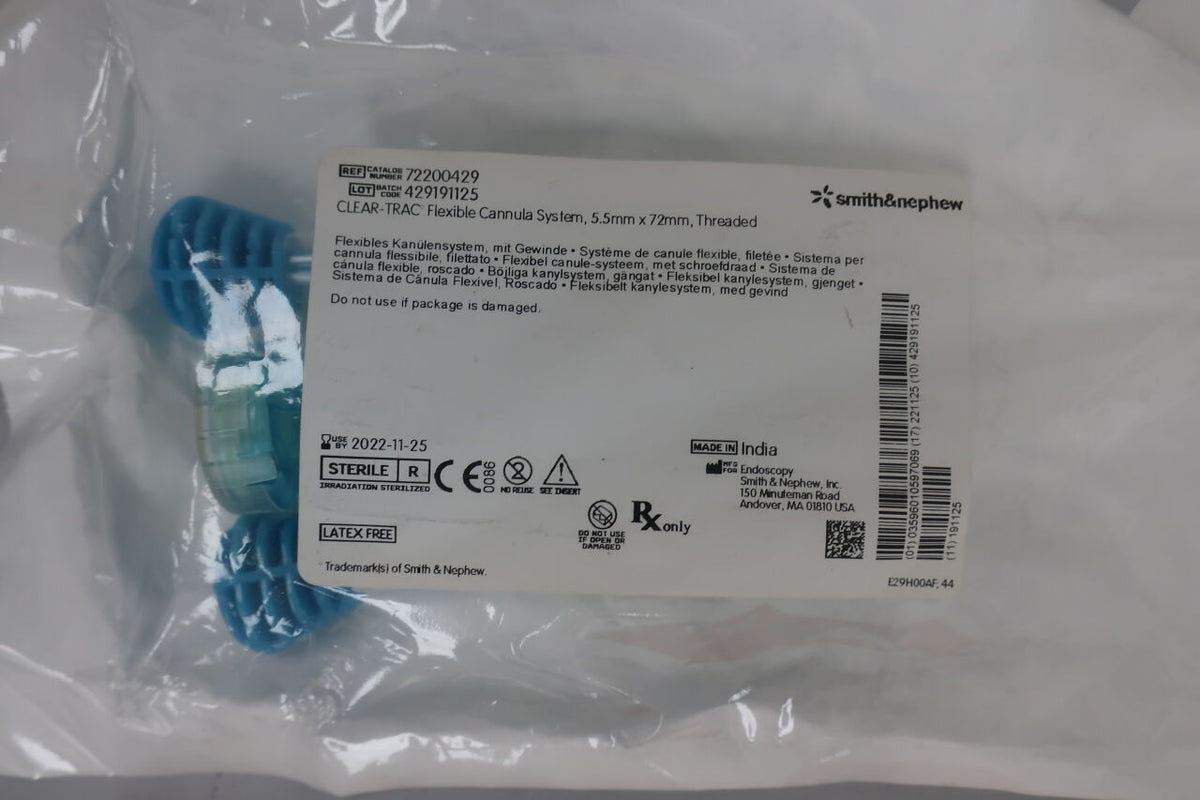 72200429 - SMITH & NEPHEW - Clear-Trac Polycarbonate Flexible Cannula System, 5.5 x 72 mm, ()
