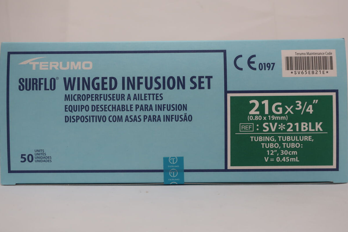 SV*21BLK - TERUMO - Surflo Winged Infusion Set 21G x ¾", (BX/50)