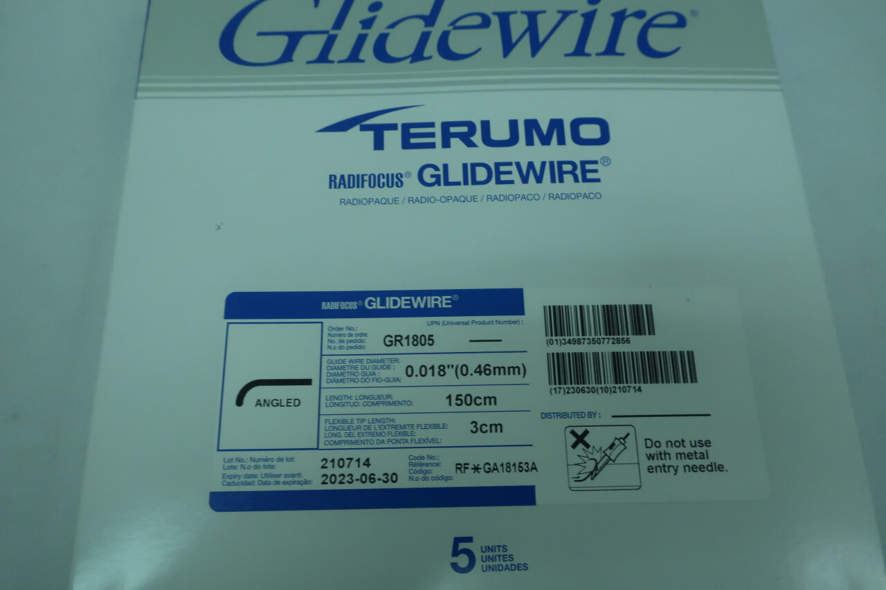 GR1805 - TERUMO - Radifocus Glidewire - Angled - .018" x 150cm x 3cm
, () - ( Expiry Date: 2023-06-30 )