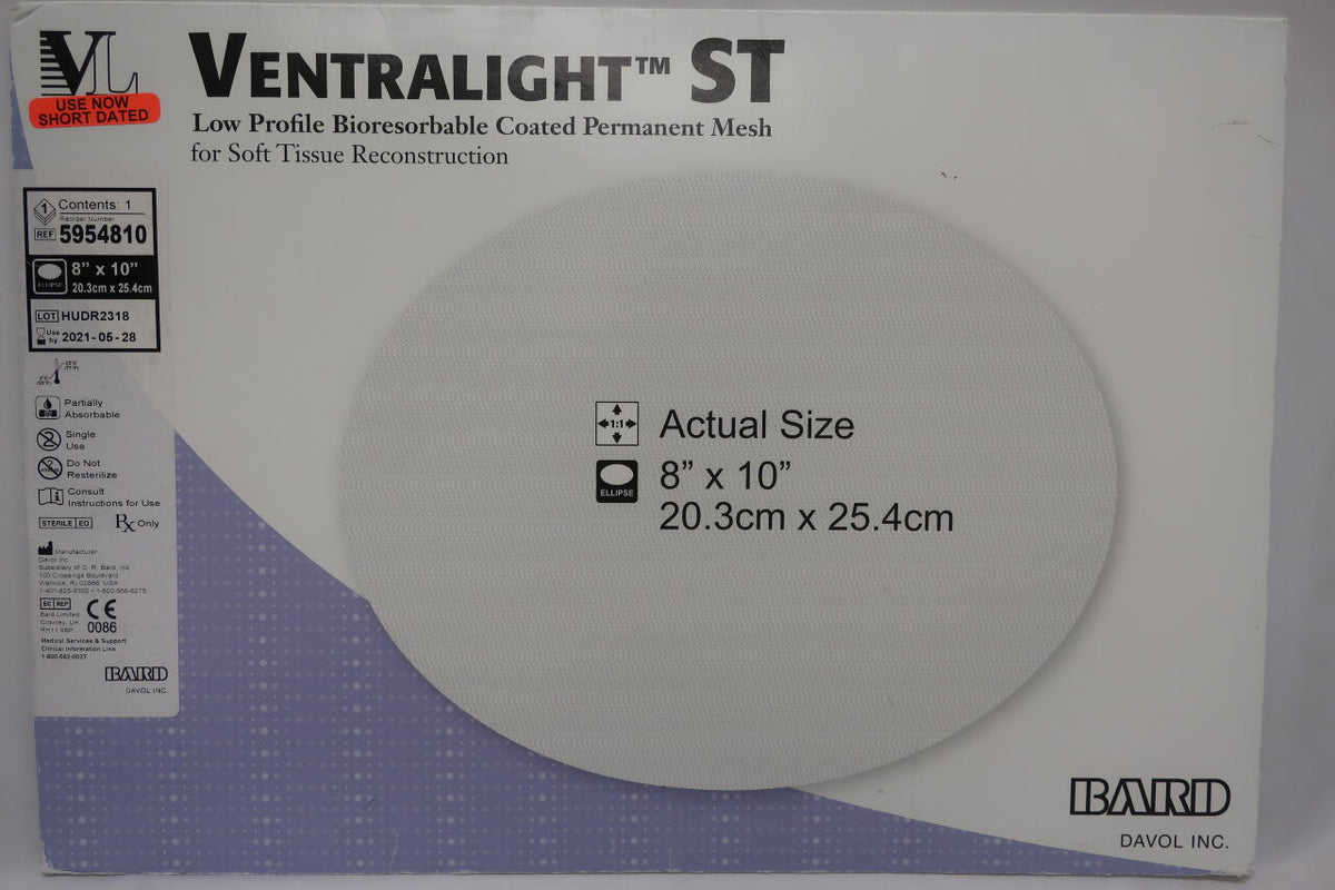 5954810 - BARD - Ventralight ST Medium Weight Monofilament Polypropylene Mesh, 8 x 10 in., (BX/1)