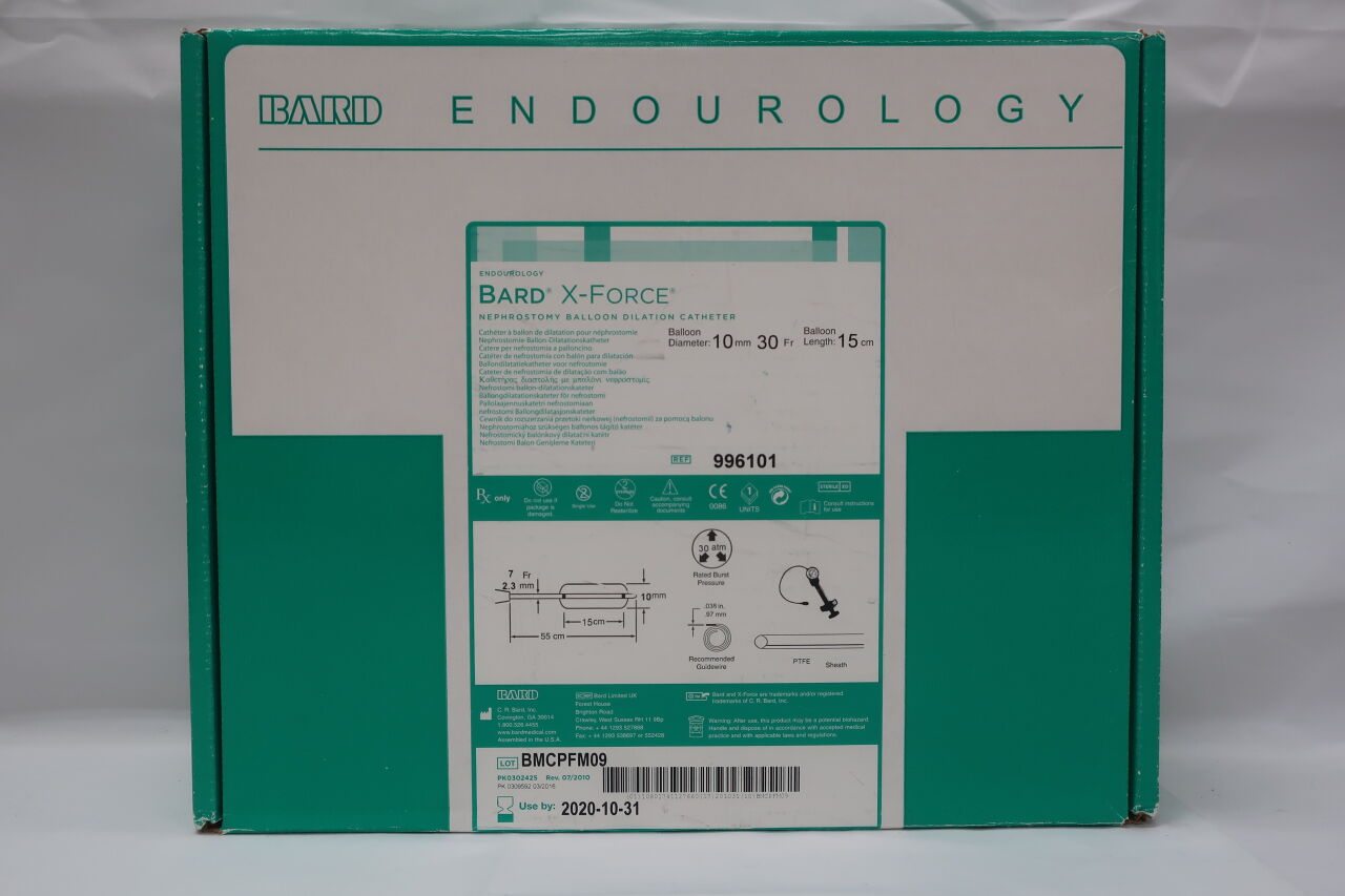 996101 - BARD - X-Force N30 Nephrostomy Balloon Dilation Catheter 10mm x 150mm w/Inflation Device, () - ( Expiry Date: 2020-10-31 )