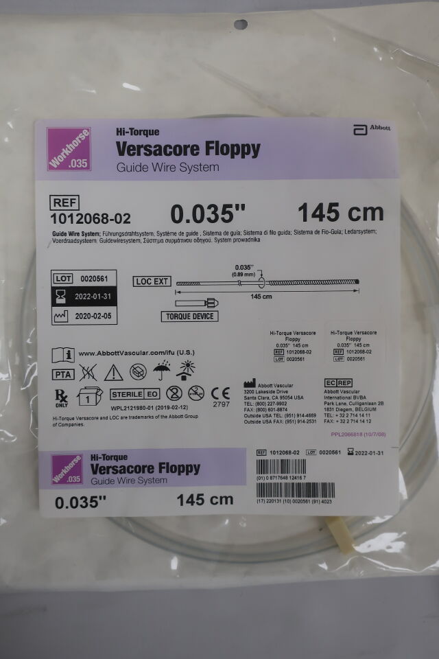 1012068-02 - ABBOTT - Hi-Torque Versacore Floppy Guide Wire System 145 cm, () - ( Expiry Date: )