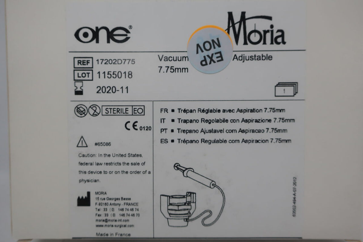 17202D775 - MORIA - Vacuum Trephine - Adjustable 7.75mm, (BX/1)