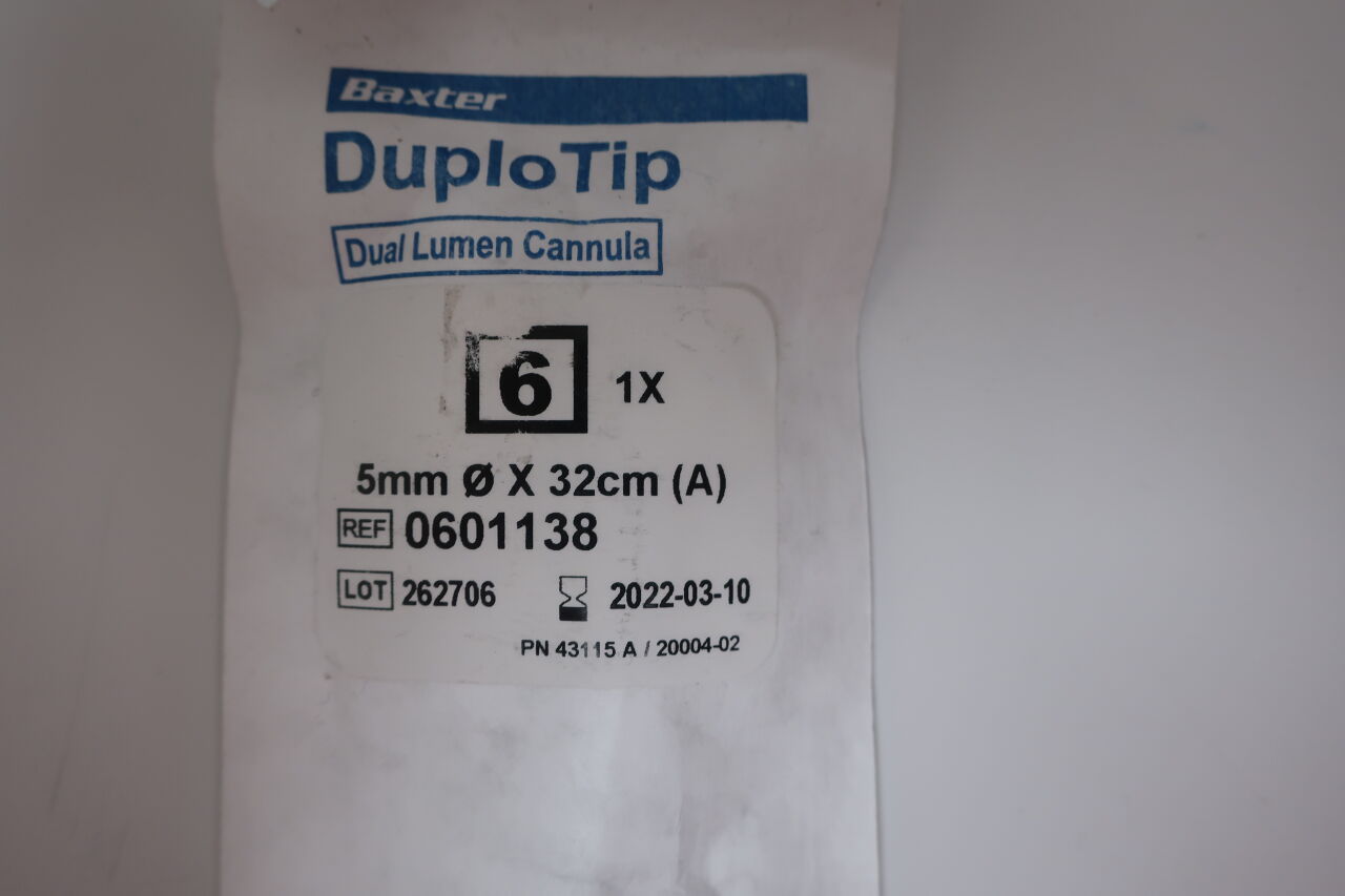 0601138 - BAXTER - DuploTip Dual Lumen Cannula 5mm x 32cm
, () - ( Expiry Date: 2021-10-02 )