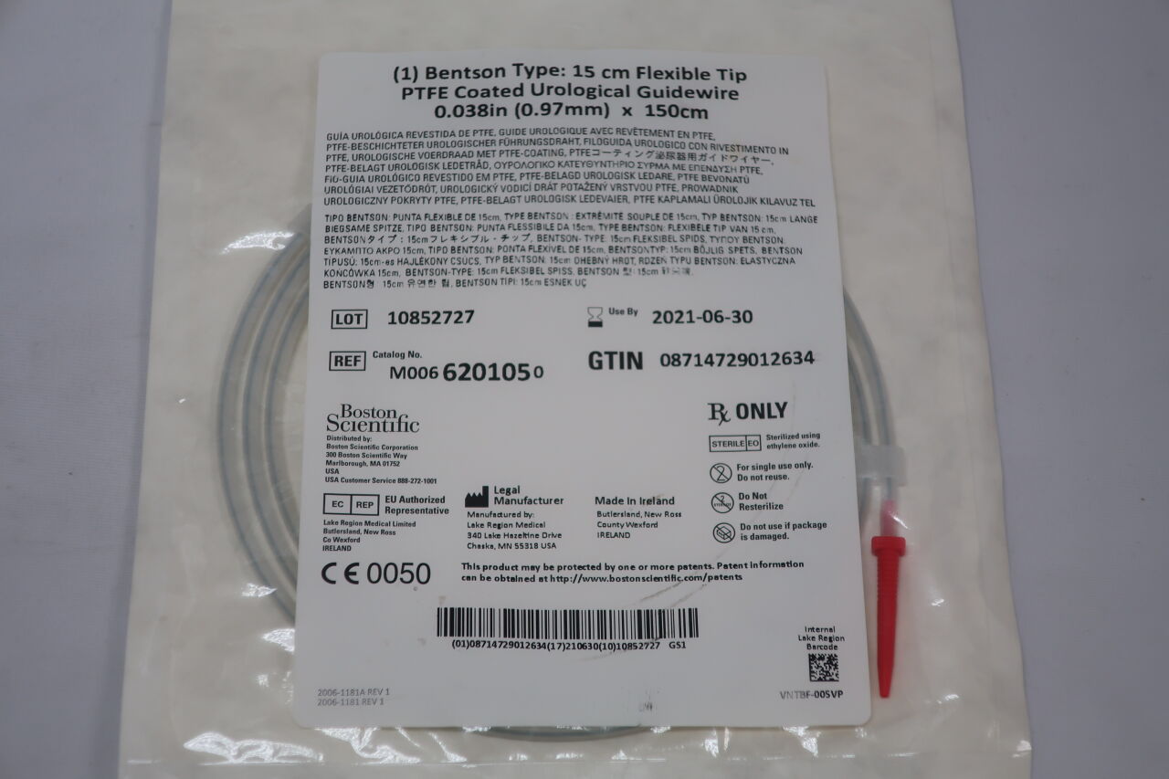620105 - BOSTON SCIENTIFIC - PTFE Coated Urological Guidewire - Flexible Tip - .038" x 150cm
, () - ( Expiry Date: 2022-09-30 )