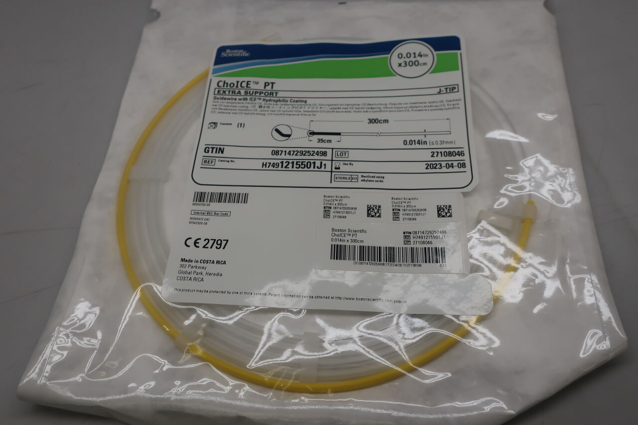 1215501J - BOSTON SCIENTIFIC - ChoICE PT Extra Support J-Tip Guidewire wice ICE Hydrophilic Coating 0.014in x 300cm, () - ( Expiry Date: )