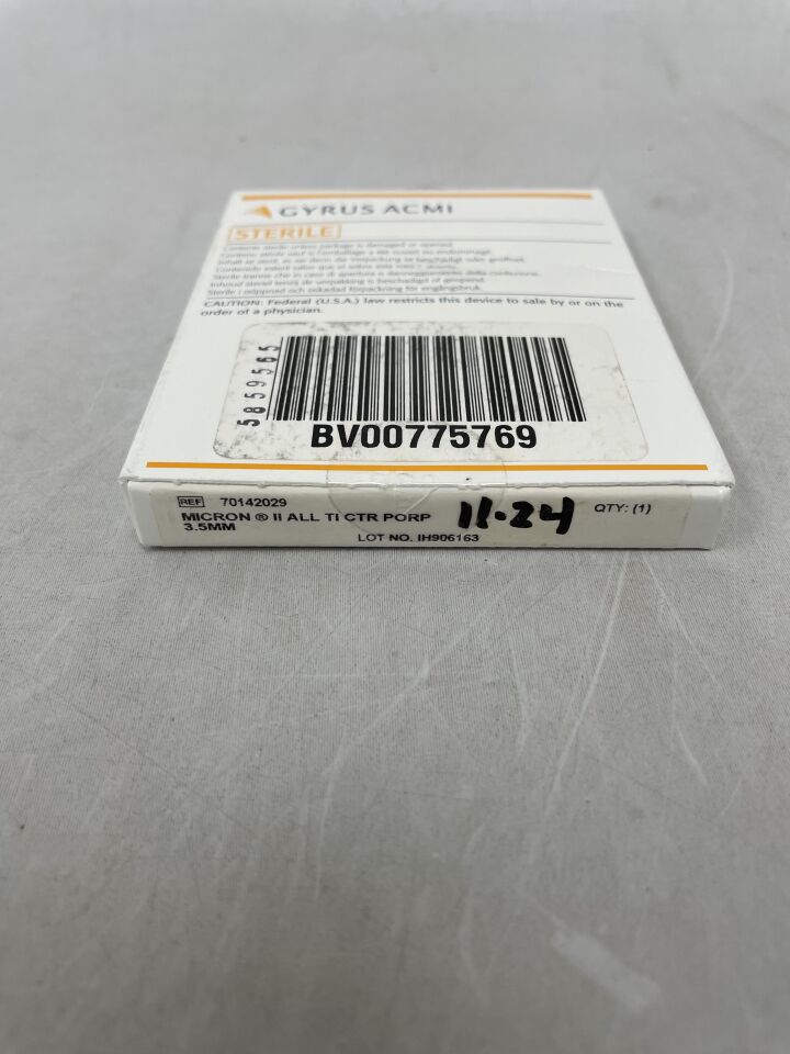 70142029 - GYRUS - Gyrus ACMI Micron All Titanium Monolithic Centered PORP Prostheses, 3.5 mm Length, (BX/1) - ( Expiry Date: 2019-03-01 )
