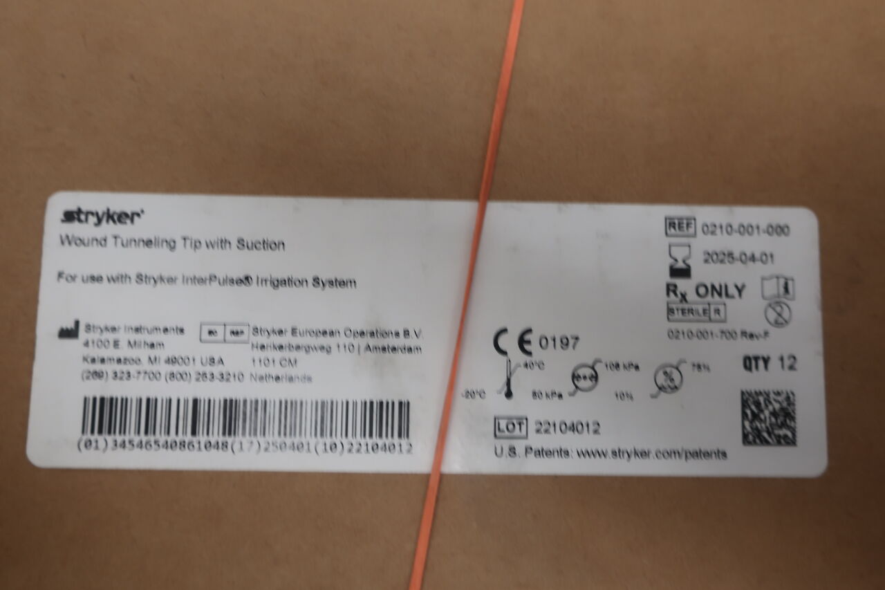 0210-001-000 - STRYKER - Punta de tunelización de heridas con succión, ( Estuche ) - ( Fecha de caducidad : 01/04/2025 )