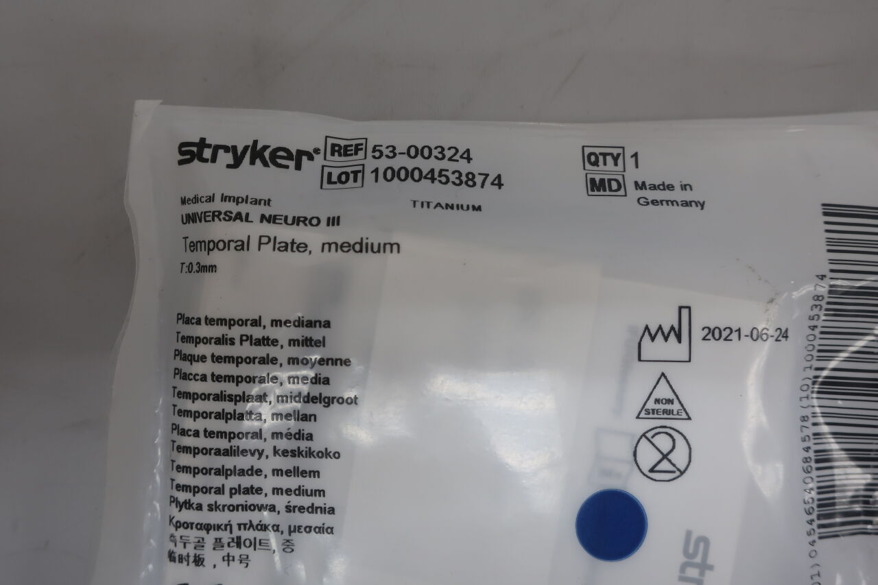 53-00324 - STRYKER - temporal plate, medium , ( EA/ ) - ( Expiry Date : N/A )