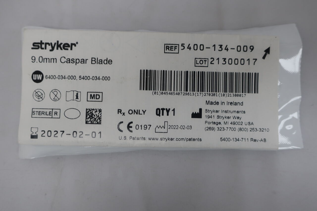 5400-134-009 - STRYKER - 9.0mm Caspar Blade , ( EA/ ) - ( Expiry Date : 2027-08-01 )